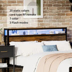 Queen Size Platform Bed with Storage Headboard and LED