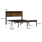 Queen Size Platform Bed with Storage Headboard and LED