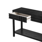 51.3 MDF Classic Stripe Console Table - Ash Veneer & Fir Wood Legs with 2 Drawers