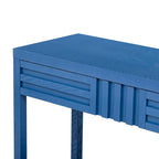 51.3 MDF Classic Stripe Console Table - Ash Veneer & Fir Wood Legs with 2 Drawers