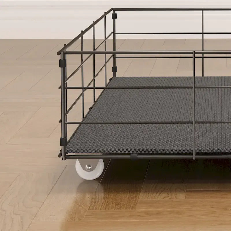 Light Grey Full Size Platform Bed with LED and Storage Drawers