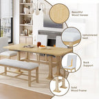 6-Piece Farmhouse Extendable Dining Set with Leaf & Bench