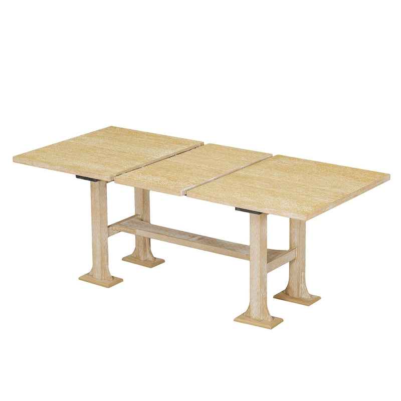 6-Piece Farmhouse Extendable Dining Set with Leaf & Bench