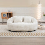 Beige 59.05 Chenille High Back Loveseat Chaise Lounge Chair