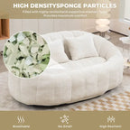 Beige 59.05 Chenille High Back Loveseat Chaise Lounge Chair
