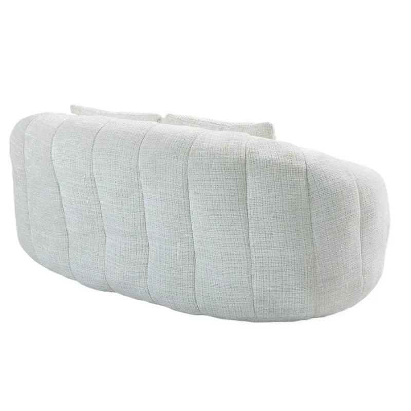 Beige 59.05 Chenille High Back Loveseat Chaise Lounge Chair