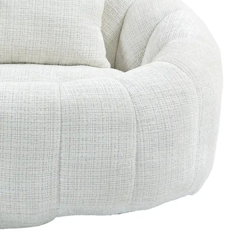 Beige 59.05 Chenille High Back Loveseat Chaise Lounge Chair