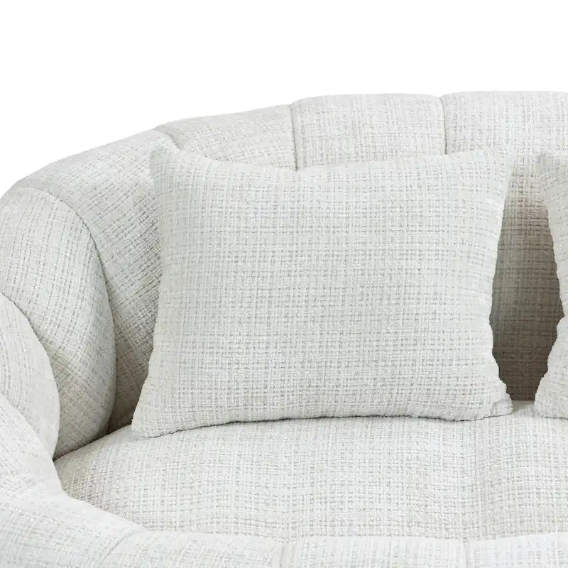 Beige 59.05 Chenille High Back Loveseat Chaise Lounge Chair