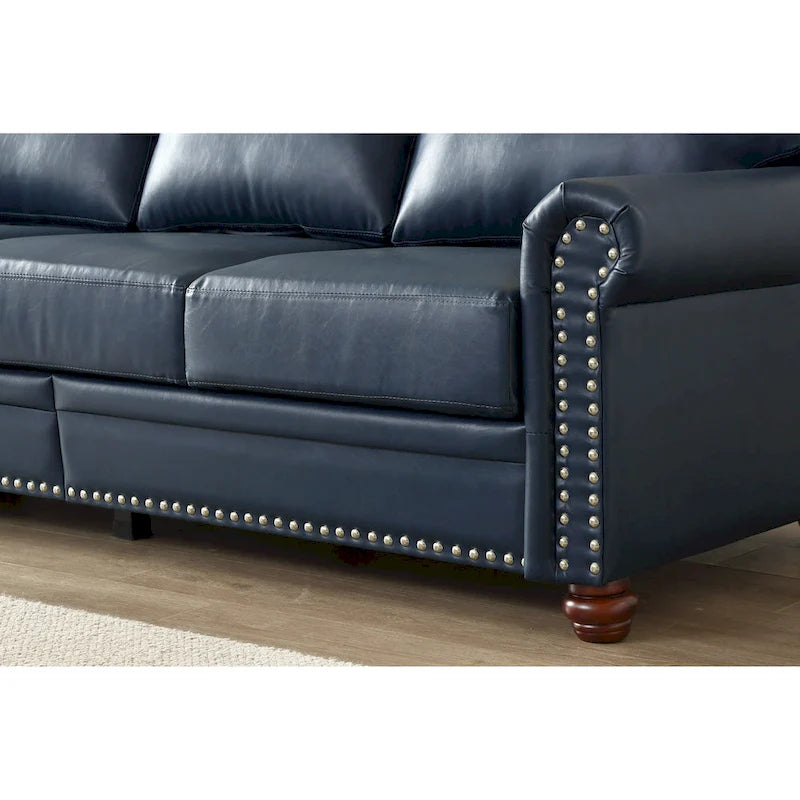 82.68 3-Seater Sofa PU Leather Sofa with Storage, Solid Wood And Metal Frame, 6-Leg Support, Under-Seat Storage Boxes