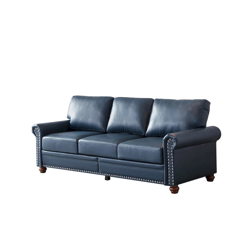 82.68 3-Seater Sofa PU Leather Sofa with Storage, Solid Wood And Metal Frame, 6-Leg Support, Under-Seat Storage Boxes