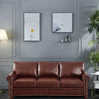 82.68 3-Seater Sofa PU Leather Sofa with Storage, Solid Wood And Metal Frame, 6-Leg Support, Under-Seat Storage Boxes