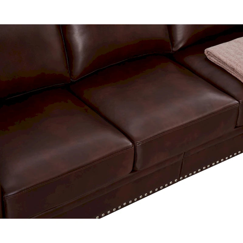 82.68 3-Seater Sofa PU Leather Sofa with Storage, Solid Wood And Metal Frame, 6-Leg Support, Under-Seat Storage Boxes