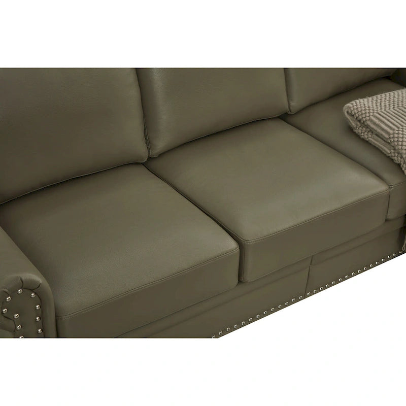 82.68 3-Seater Sofa PU Leather Sofa with Storage, Solid Wood And Metal Frame, 6-Leg Support, Under-Seat Storage Boxes