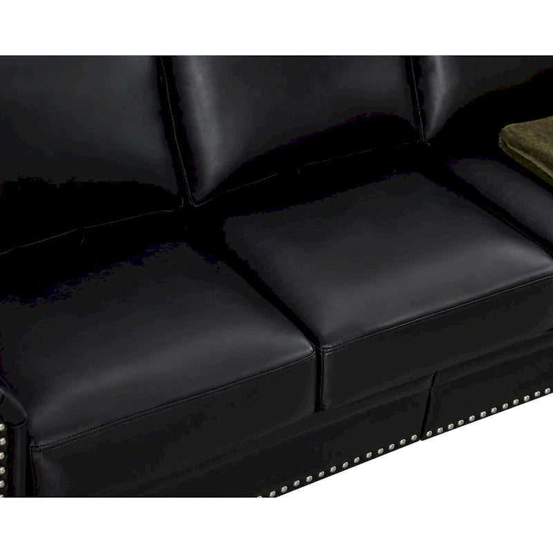 82.68 3-Seater Sofa PU Leather Sofa with Storage, Solid Wood And Metal Frame, 6-Leg Support, Under-Seat Storage Boxes