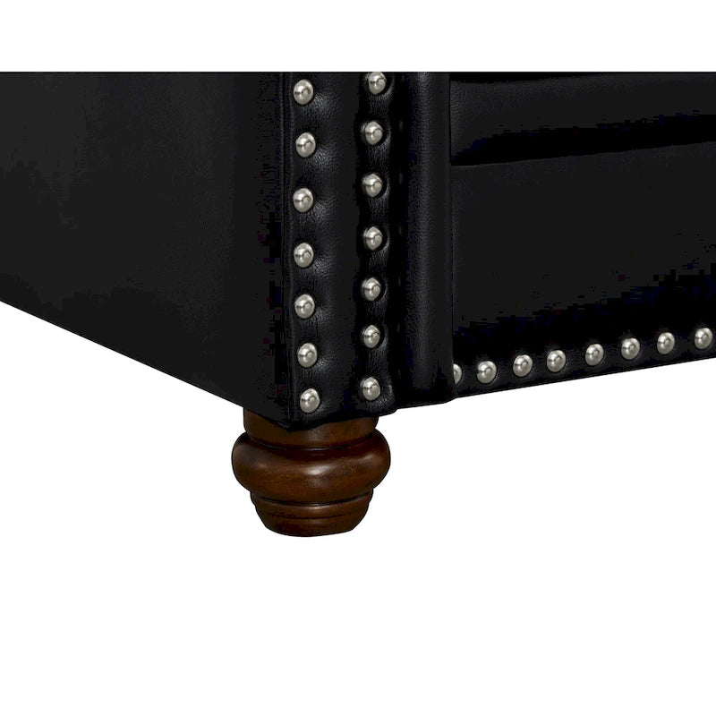 82.68 3-Seater Sofa PU Leather Sofa with Storage, Solid Wood And Metal Frame, 6-Leg Support, Under-Seat Storage Boxes