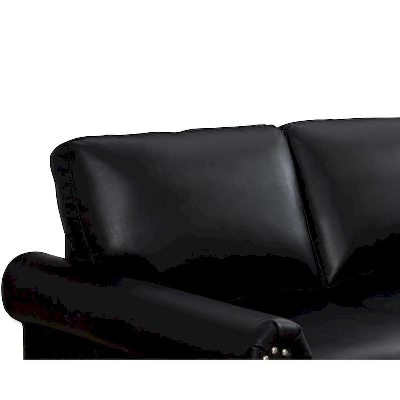 82.68 3-Seater Sofa PU Leather Sofa with Storage, Solid Wood And Metal Frame, 6-Leg Support, Under-Seat Storage Boxes