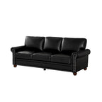 82.68 3-Seater Sofa PU Leather Sofa with Storage, Solid Wood And Metal Frame, 6-Leg Support, Under-Seat Storage Boxes