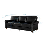 82.68 3-Seater Sofa PU Leather Sofa with Storage, Solid Wood And Metal Frame, 6-Leg Support, Under-Seat Storage Boxes