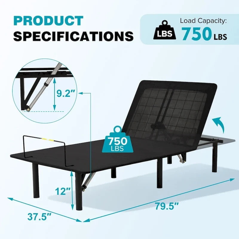 King Size Adjustable Bed Base with Motorized Incline