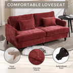 Red 68.9 Chenille 2-Seater Sofa with Detachable Cushions