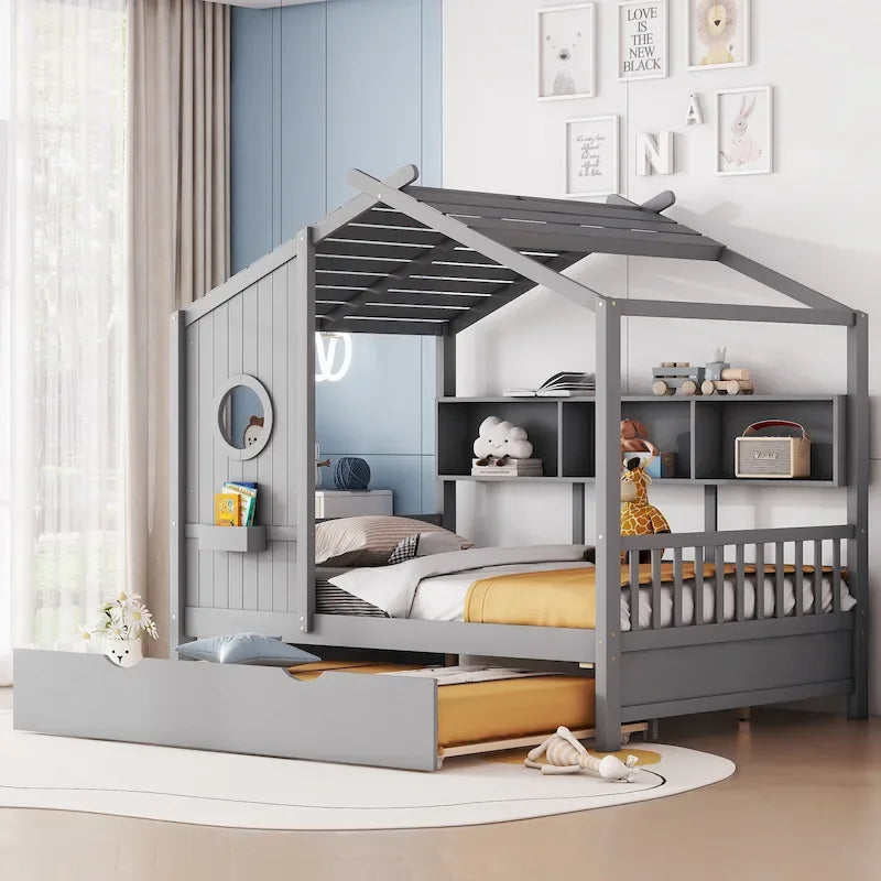 Queen Upholstered Bed with Wingback Headboard and Four Drawers