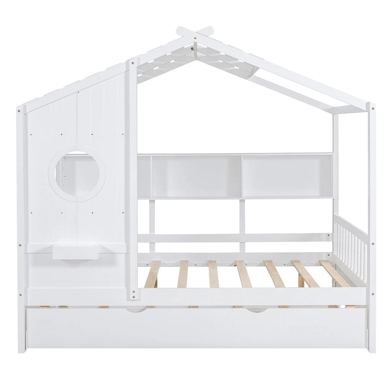 Queen Upholstered Bed with Wingback Headboard and Four Drawers