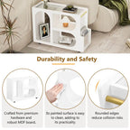 31.5 Modern Mobile End Table with 5mm Thick Fluted Tempered Glass, Lockable Wheels and Golden Round Rod