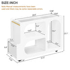 31.5 Modern Mobile End Table with 5mm Thick Fluted Tempered Glass, Lockable Wheels and Golden Round Rod