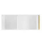 31.5 Modern Mobile End Table with 5mm Thick Fluted Tempered Glass, Lockable Wheels and Golden Round Rod