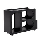 31.5 Modern Mobile End Table with 5mm Thick Fluted Tempered Glass, Lockable Wheels and Golden Round Rod