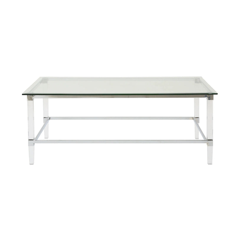 48 Modern Rectangle Glass Coffee Table with Sturdy Frame for Living Room