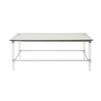 48 Modern Rectangle Glass Coffee Table with Sturdy Frame for Living Room