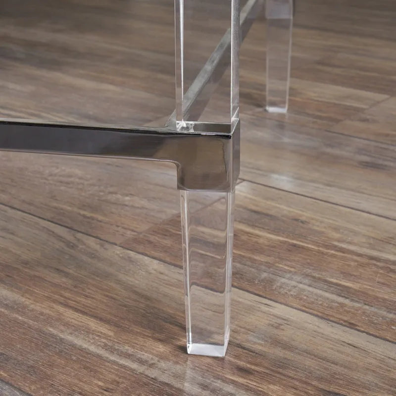 48 Modern Rectangle Glass Coffee Table with Sturdy Frame for Living Room