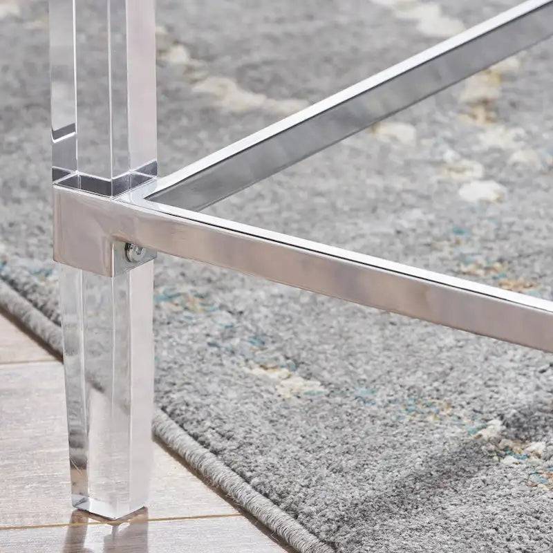 48 Modern Rectangle Glass Coffee Table with Sturdy Frame for Living Room