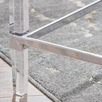 48 Modern Rectangle Glass Coffee Table with Sturdy Frame for Living Room