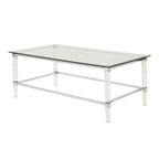 48 Modern Rectangle Glass Coffee Table with Sturdy Frame for Living Room