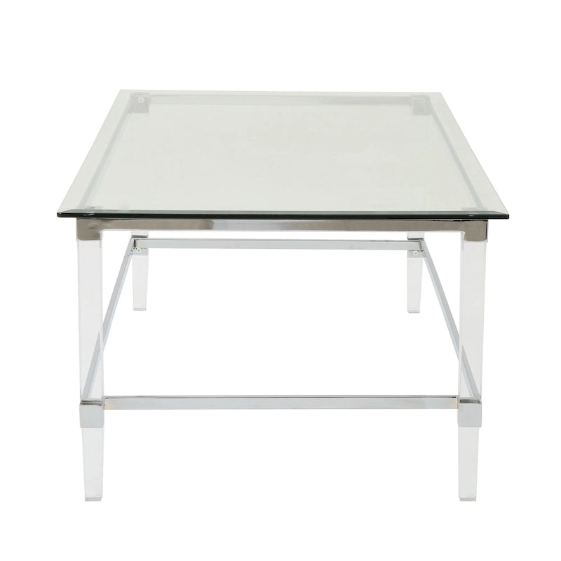 48 Modern Rectangle Glass Coffee Table with Sturdy Frame for Living Room