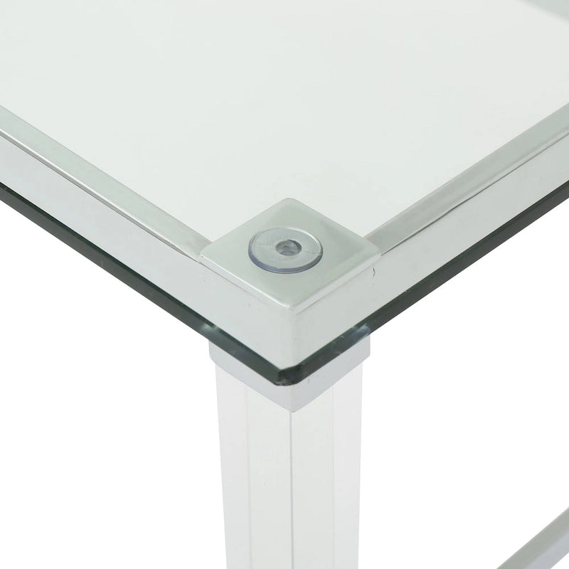 48 Modern Rectangle Glass Coffee Table with Sturdy Frame for Living Room