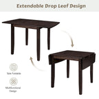 3-Piece Wooden Breakfast Nook Dining Table Set with Drop Leaf Table