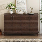 Retro Style 4-Door Sideboard with Adjustable Shelves and Metal Handles for Kitchen, Living Room, Dining Room