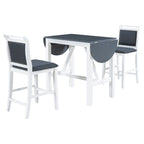 3-Piece Wooden Counter Height Dining Table Set with Drop Leaf Table & 2 Chairs