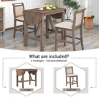 3-Piece Wooden Counter Height Dining Table Set with Drop Leaf Table & 2 Chairs