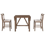 3-Piece Wooden Counter Height Dining Table Set with Drop Leaf Table & 2 Chairs