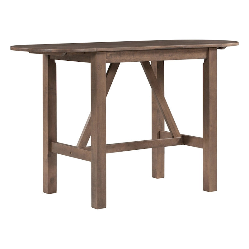 3-Piece Wooden Counter Height Dining Table Set with Drop Leaf Table & 2 Chairs