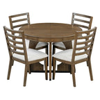 Vintage Style 5-piece Dining Set with Extendable Table and 4 Upholstered Chairs