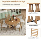 Vintage Style 5-piece Dining Set with Extendable Table and 4 Upholstered Chairs