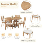 Vintage Style 5-piece Dining Set with Extendable Table and 4 Upholstered Chairs