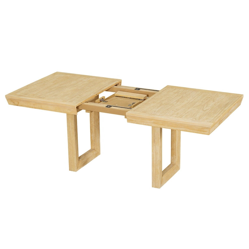Traditional Style 7-piece Extendable Dining Table Set with Butterfly Leaf and 6 Upholstered Chairs