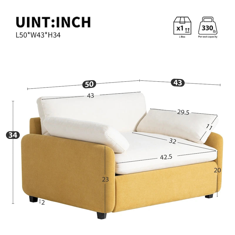 50 Oversized Chenille Upholstered Single Sofa Chair