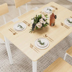 Compact 5-Piece Dining Table Set with 4 Chairs, 43 Metal Frame & MDF, Ideal for Small Spaces, Easy to Clean